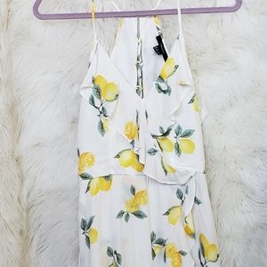 White Lemon Print Dress